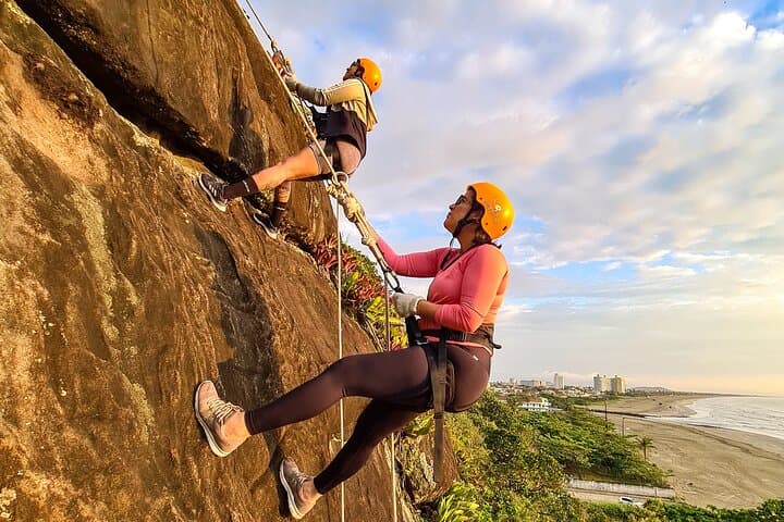 Rappelling at Costão Beach