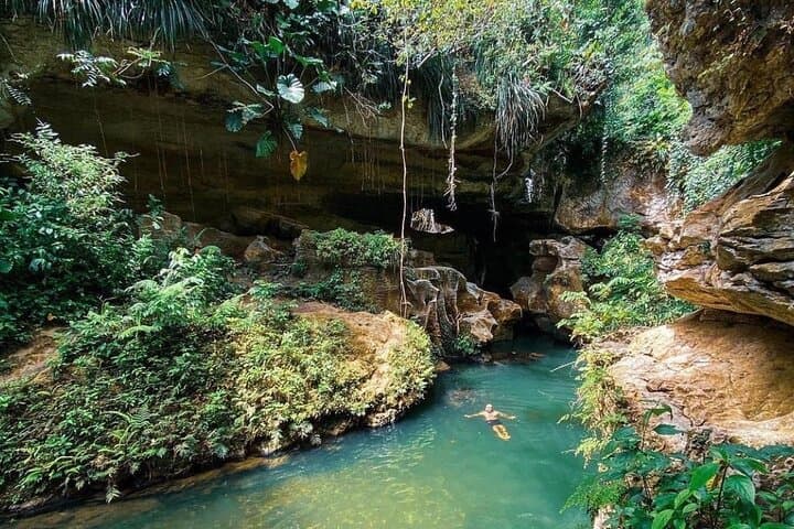  River Caving at Arenales Charco Azul, Indian Cave and waterfall 